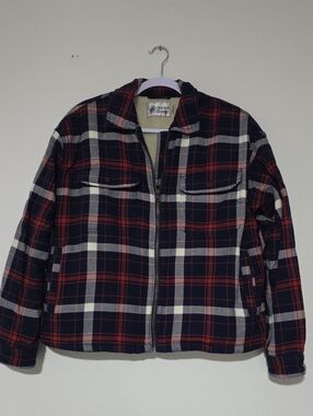 Alpine Design Red, Navy & White Plaid Zip-Up Shacket